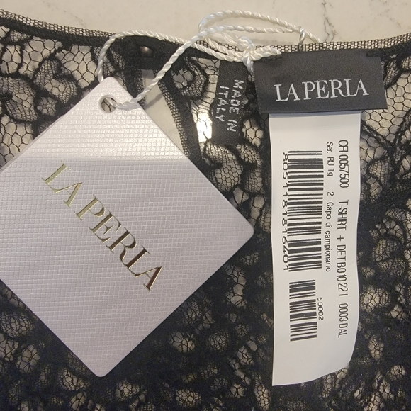 La Perla Wool Alpaca Floral regal Leavers Lace Long Sleeve Top Black size small - Picture 14 of 15